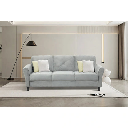 74.9 Polyester 3-Seater Sofa with Wood Frame, High Elastic Sponge Cushion