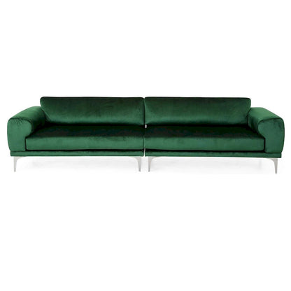 Emerald 111 Modern Velvet 4-Seat Sofa with Metal Legs and Solid Frame