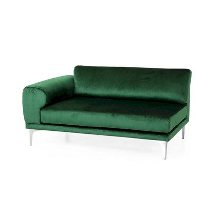 Emerald 111 Modern Velvet 4-Seat Sofa with Metal Legs and Solid Frame