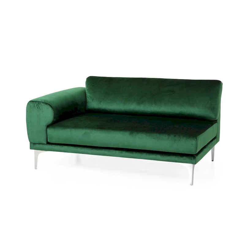 Emerald 111 Modern Velvet 4-Seat Sofa with Metal Legs and Solid Frame