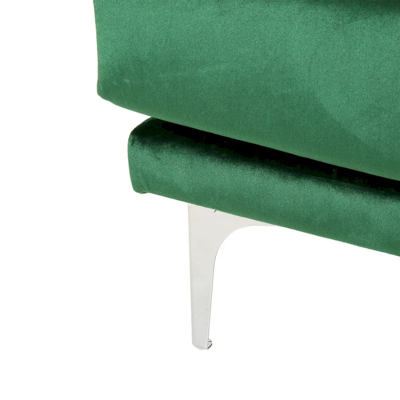 Emerald 111 Modern Velvet 4-Seat Sofa with Metal Legs and Solid Frame