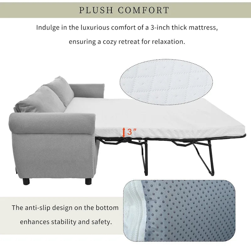 80.7 Pull-Out Sleeper Sofa Bed with Foam Mattress