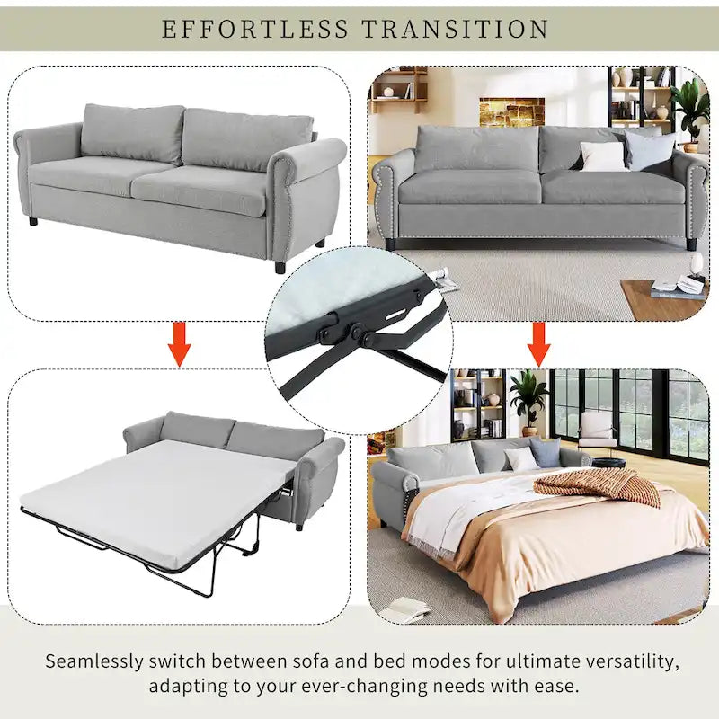 80.7 Pull-Out Sleeper Sofa Bed with Foam Mattress
