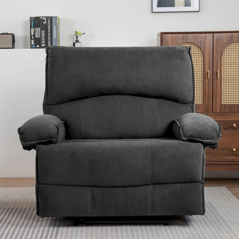 Oversized Velvet Recliner with Massage, Heating, Lumbar Pillow