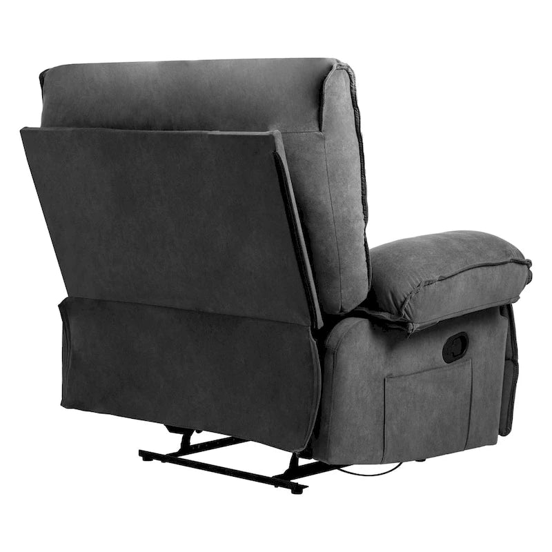 Oversized Velvet Recliner with Massage, Heating, Lumbar Pillow