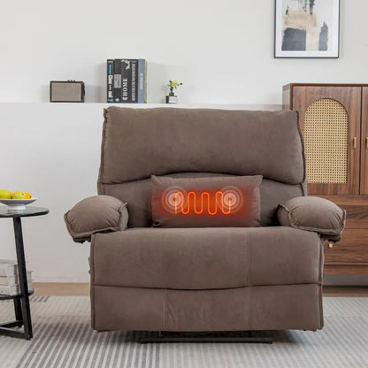 Oversized Velvet Recliner with Massage, Heating, Lumbar Pillow
