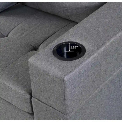 Modern Sectional Sofa Set with Cup Holders and Plush Cushions