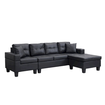 Modern Sectional Sofa Set with Cup Holders and Plush Cushions