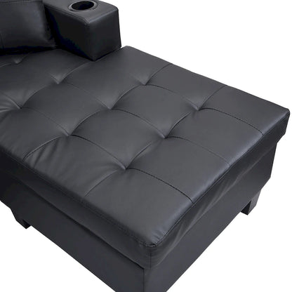 Modern Sectional Sofa Set with Cup Holders and Plush Cushions