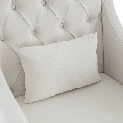 Beige 30 Upholstered Tufted Arm Chair with Lumbar Pillow