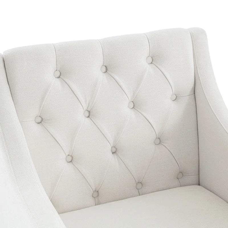 Beige 30 Upholstered Tufted Arm Chair with Lumbar Pillow