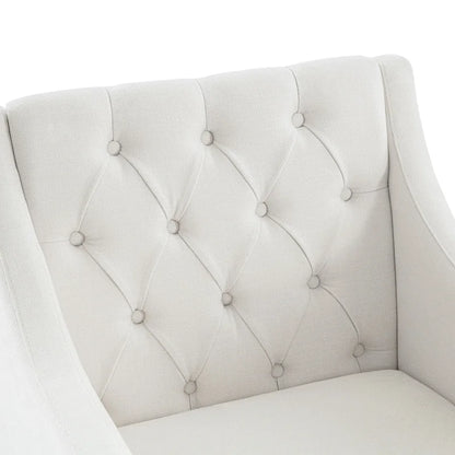 Beige 30 Upholstered Tufted Arm Chair with Lumbar Pillow
