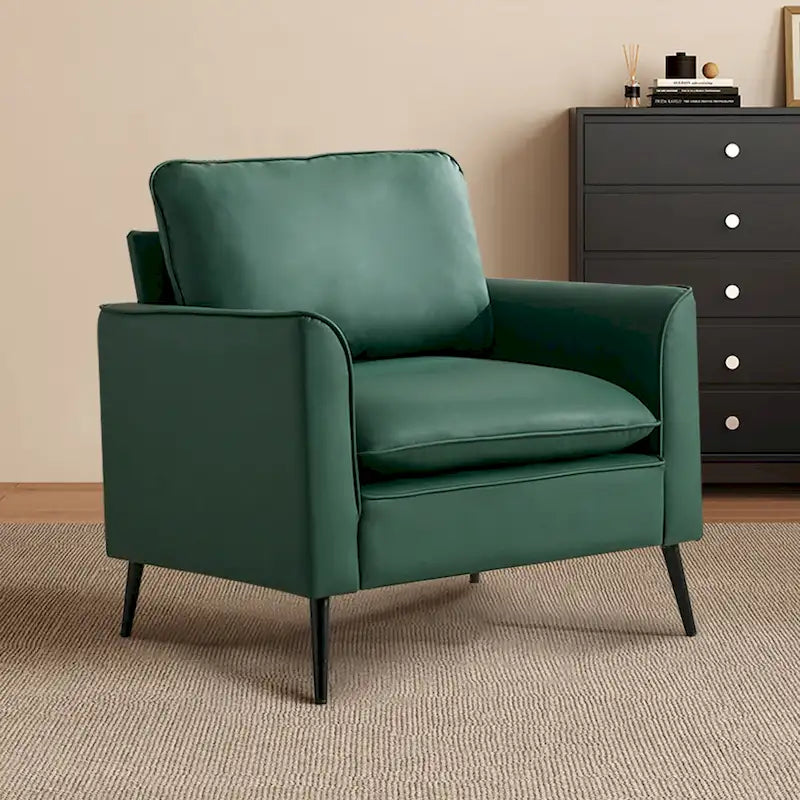 Green Modern 25.99 Upholstered Accent Chair with Soft Cushions and Pillows