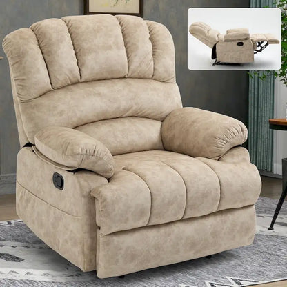 Large Manual Recliner Chair in Fabric for Living Room