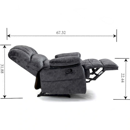Large Manual Recliner Chair in Fabric for Living Room