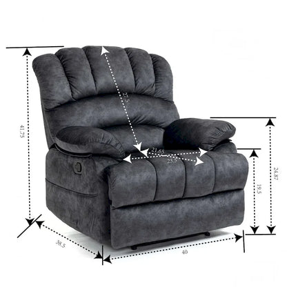 Large Manual Recliner Chair in Fabric for Living Room