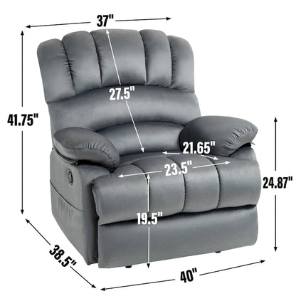 Large Manual Recliner Chair in Fabric for Living Room