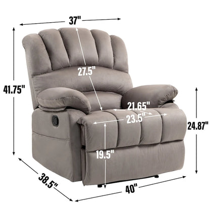 Large Manual Recliner Chair in Fabric for Living Room