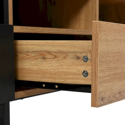 TV Stand with 2 Cabinets and Open Storage Compartment