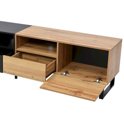 TV Stand with 2 Cabinets and Open Storage Compartment