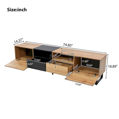 TV Stand with 2 Cabinets and Open Storage Compartment