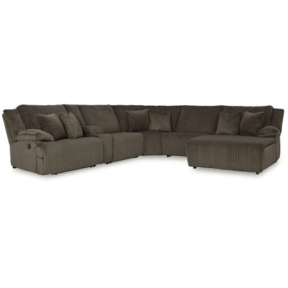 Signature Design by Ashley Top Tier Brown 6-Piece Reclining Sectional with Chaise - 147W x 134D x 41H