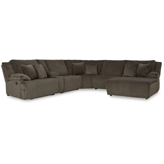 Signature Design by Ashley Top Tier Brown 6-Piece Reclining Sectional with Chaise - 147W x 134D x 41H