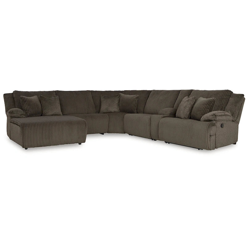 Signature Design by Ashley Top Tier Brown 6-Piece Reclining Sectional with Chaise - 147W x 134D x 41H