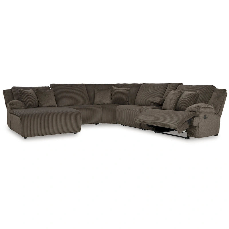 Signature Design by Ashley Top Tier Brown 6-Piece Reclining Sectional with Chaise - 147W x 134D x 41H