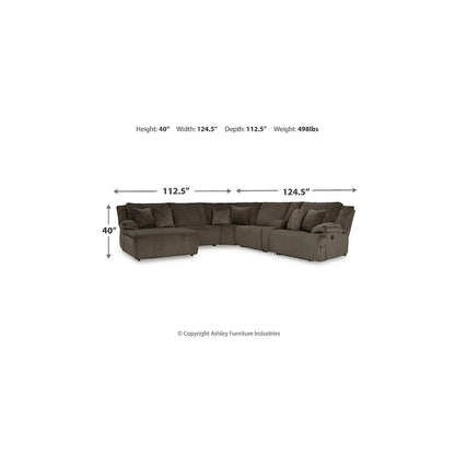 Signature Design by Ashley Top Tier Brown 6-Piece Reclining Sectional with Chaise - 147W x 134D x 41H