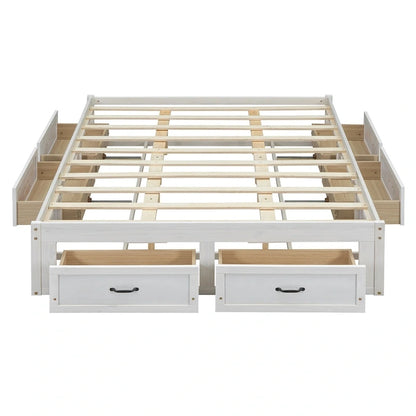 Queen Size Platform Bed with 6 Storage Drawers