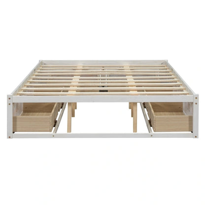 Queen Size Platform Bed with 6 Storage Drawers