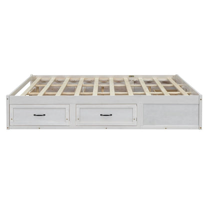 Queen Size Platform Bed with 6 Storage Drawers