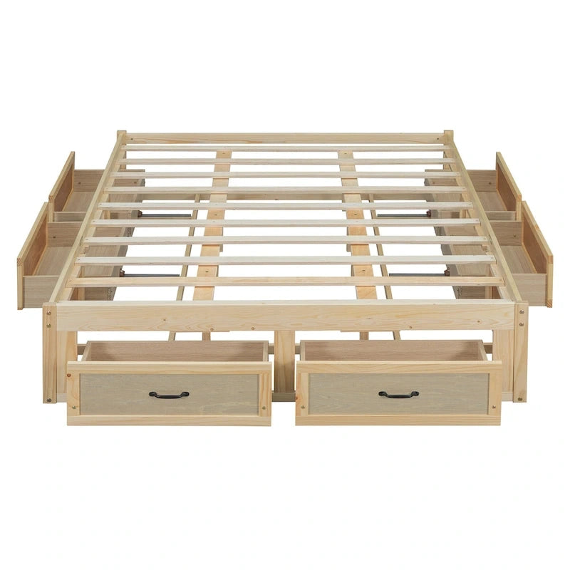 Queen Size Platform Bed with 6 Storage Drawers