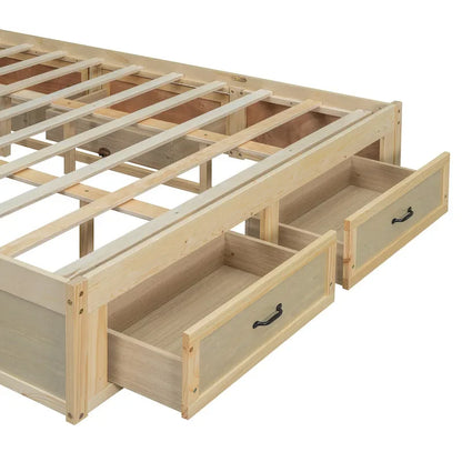 Queen Size Platform Bed with 6 Storage Drawers
