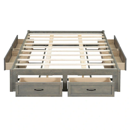 Queen Size Platform Bed with 6 Storage Drawers