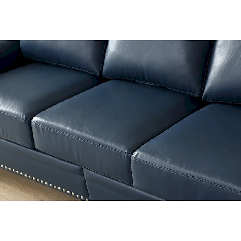 3-pieces Mid-Century Modern Faux Leather Sofa Set with Storage, 1+2+3 Seater