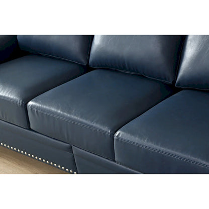 3-pieces Mid-Century Modern Faux Leather Sofa Set with Storage, 1+2+3 Seater