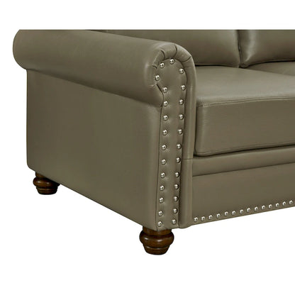 3-pieces Mid-Century Modern Faux Leather Sofa Set with Storage, 1+2+3 Seater