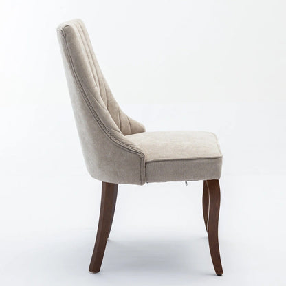 2-Piece Armless Dining Chairs Set with High Back, Upholstered Kitchen Accent Chairs with Curved Solid Wood Legs