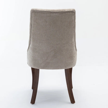 2-Piece Armless Dining Chairs Set with High Back, Upholstered Kitchen Accent Chairs with Curved Solid Wood Legs