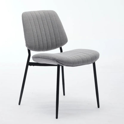 2 Piece Linen Dining Chair Set with Metal Legs, Curved Backrest Dining Room Chair Indoor Lounge Side Chair