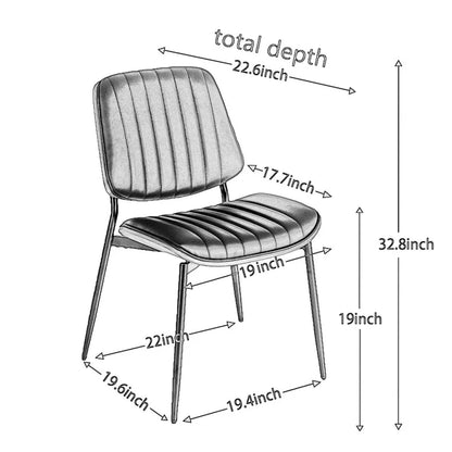 2 Piece Linen Dining Chair Set with Metal Legs, Curved Backrest Dining Room Chair Indoor Lounge Side Chair
