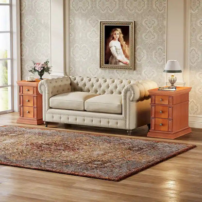 Narrow End Table with 3 Drawers, Vintage Sofa Side Table