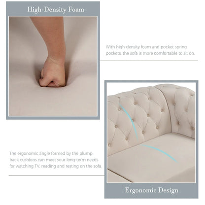 64.3 Velvet Upholstered Loveseat Sofa,Modern Loveseat Sofa with Thick Removable Seat Cushion,2-Person Loveseat Sofa Couch