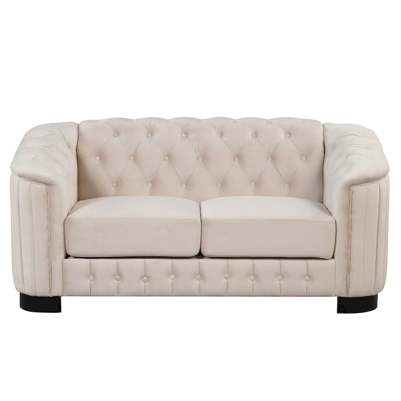 64.3 Velvet Upholstered Loveseat Sofa,Modern Loveseat Sofa with Thick Removable Seat Cushion,2-Person Loveseat Sofa Couch