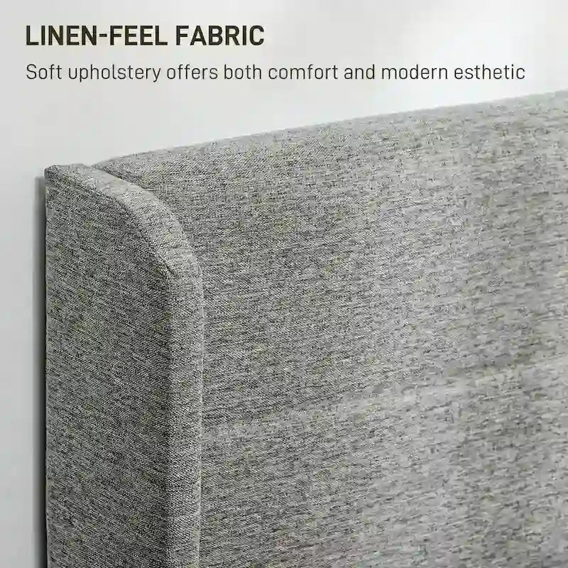 Queen Size Storage Bed with 4 Drawers, 730lb Capacity & Linen Headboard