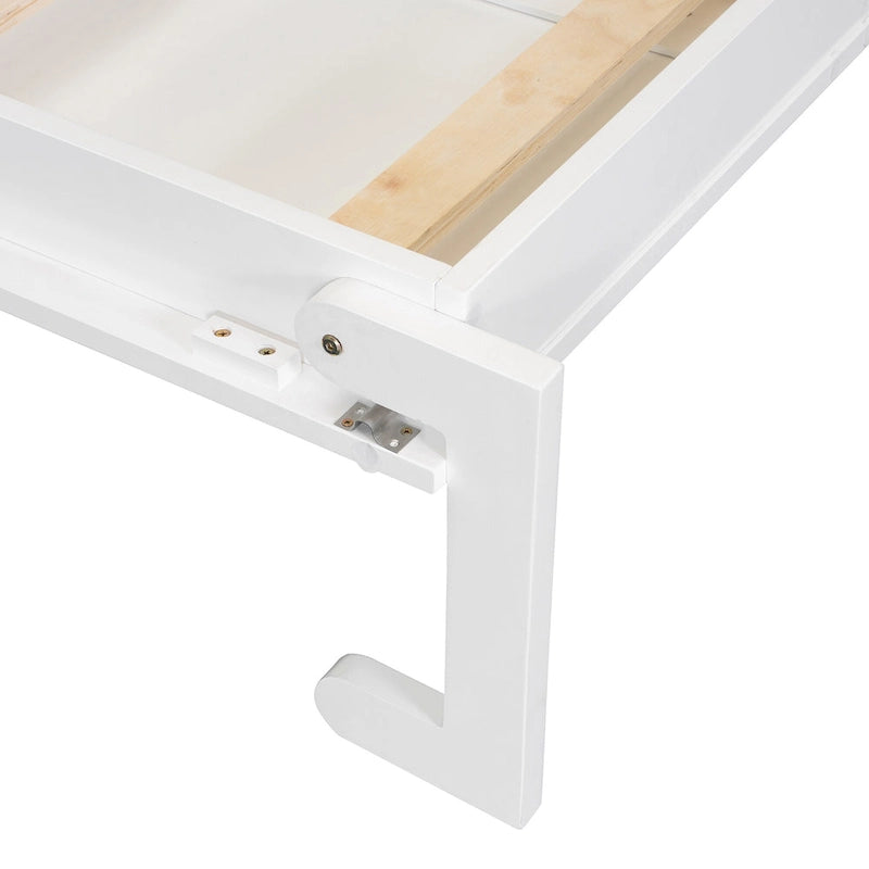 Murphy Bed Wall Bed with Wardrobe, Drawers, LED Light and Desk