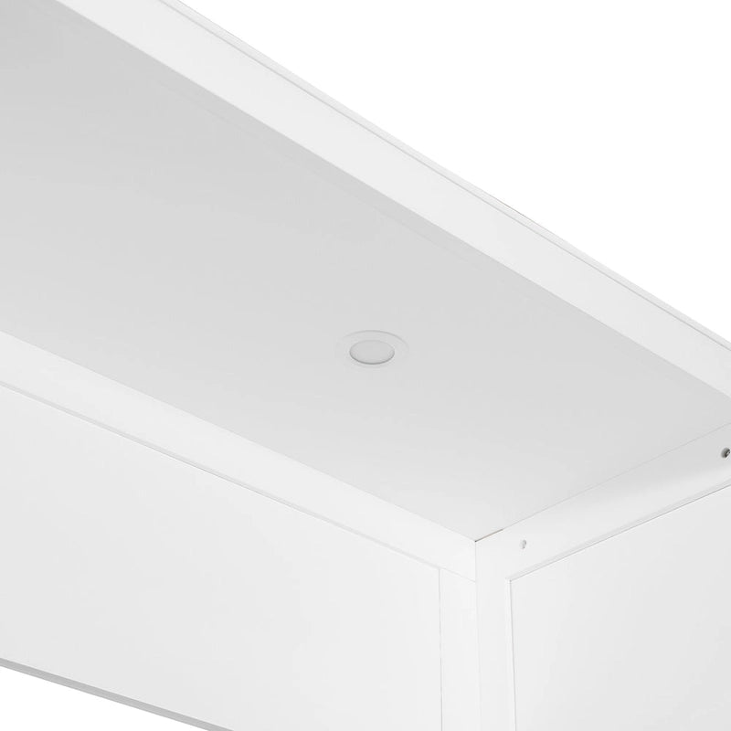 Murphy Bed Wall Bed with Wardrobe, Drawers, LED Light and Desk