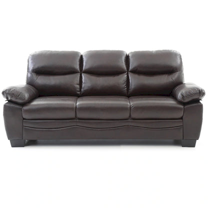Flared Arm Faux Leather Straight Sofa - 78 - Dark Brown